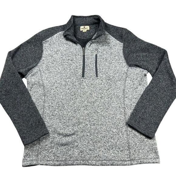 Mens Woolrich Quarter Zip Pullover Sweater with Chest Pocket Two Tone Gray XXL - Picture 2 of 4